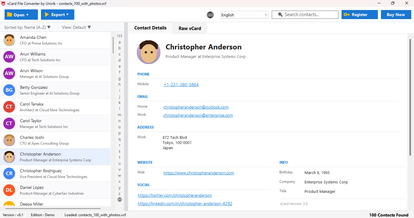 Select export format