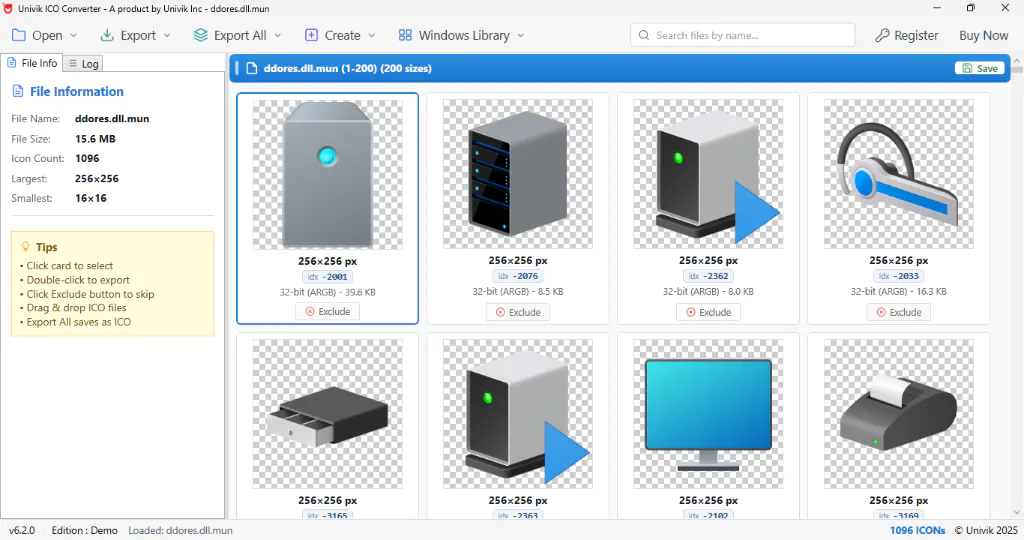 ddores.dll device icons grid with speaker, printer, camera and drive pictures in Windows