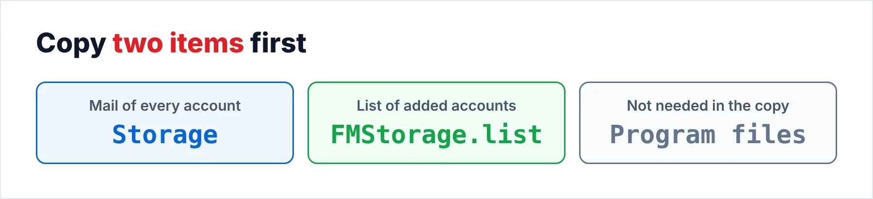 Items to copy before a fix