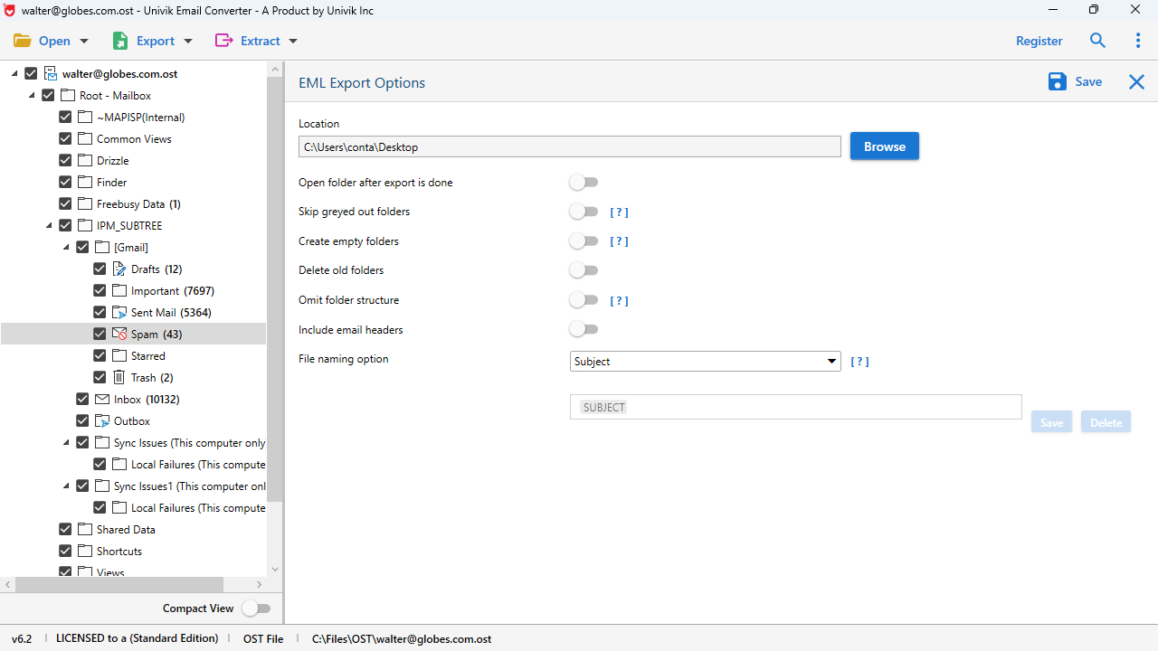 Select export format
