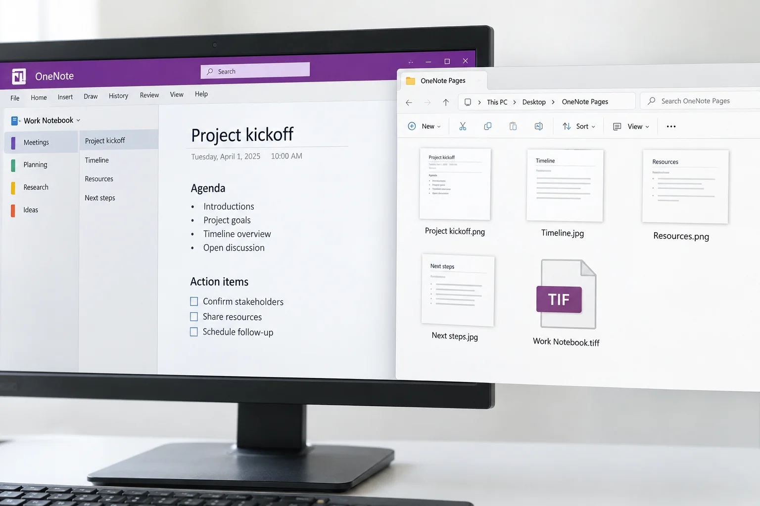 A OneNote page rendered as image files