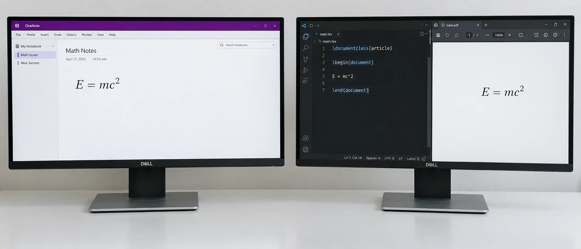 A OneNote mathematical note reconstructed as LaTeX source and a compiled equation