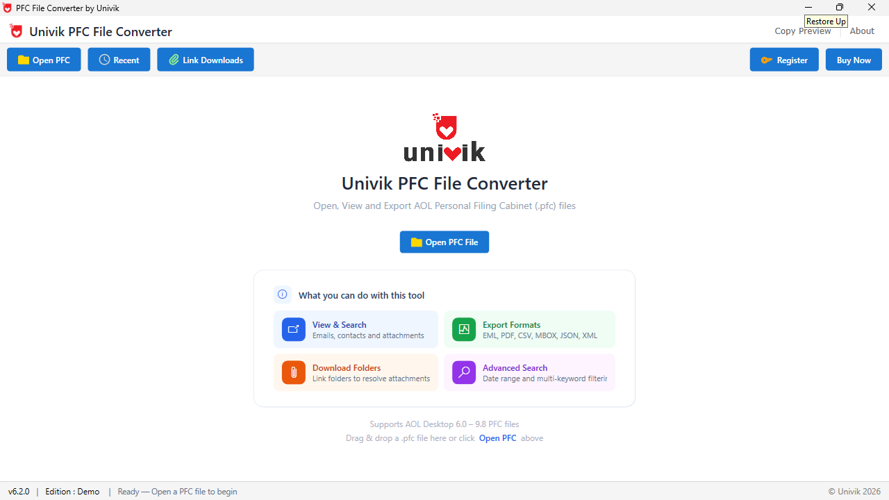 PFC File Converter - Open AOL PFC File